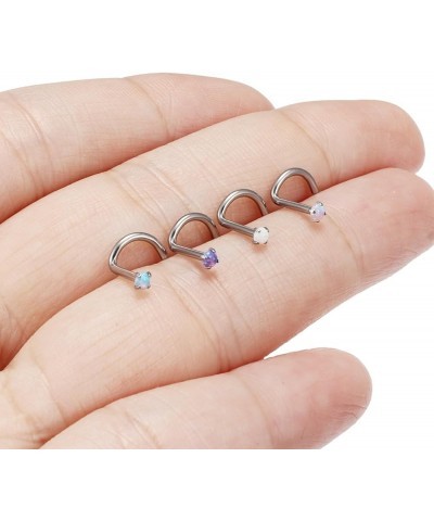 18G Titanium Nose Rings Studs for Women Men Hypoallergenic Implant Grade Nose Studs Straight Screw L Shaped Opal Nose Nostril...