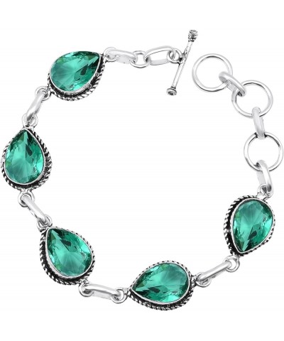 Silver Plated Bracelet | Adjustable 7-8 Inch Length | Silver-Plated Brass | Gemstone Jewelry for Women, Girls, and Gifts gree...