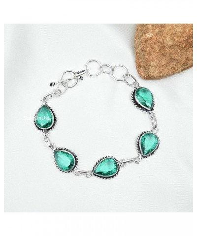 Silver Plated Bracelet | Adjustable 7-8 Inch Length | Silver-Plated Brass | Gemstone Jewelry for Women, Girls, and Gifts gree...