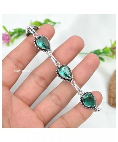 Silver Plated Bracelet | Adjustable 7-8 Inch Length | Silver-Plated Brass | Gemstone Jewelry for Women, Girls, and Gifts gree...