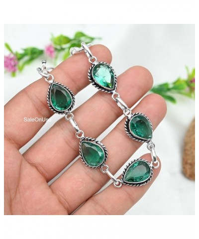 Silver Plated Bracelet | Adjustable 7-8 Inch Length | Silver-Plated Brass | Gemstone Jewelry for Women, Girls, and Gifts gree...