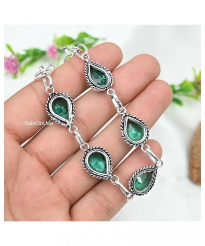 Silver Plated Bracelet | Adjustable 7-8 Inch Length | Silver-Plated Brass | Gemstone Jewelry for Women, Girls, and Gifts gree...