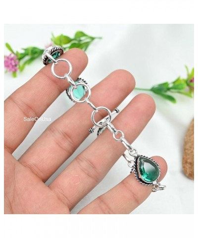 Silver Plated Bracelet | Adjustable 7-8 Inch Length | Silver-Plated Brass | Gemstone Jewelry for Women, Girls, and Gifts gree...