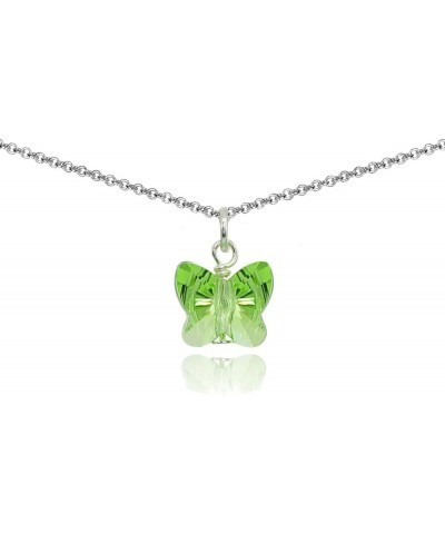 Sterling Silver Dainty Butterfly Choker Necklace Made with European Crystals Light Green - August $10.19 Necklaces