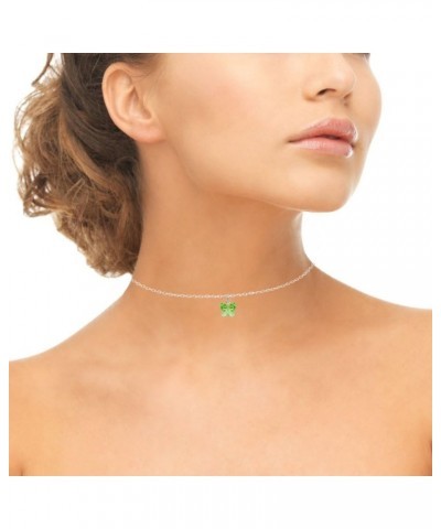 Sterling Silver Dainty Butterfly Choker Necklace Made with European Crystals Light Green - August $10.19 Necklaces