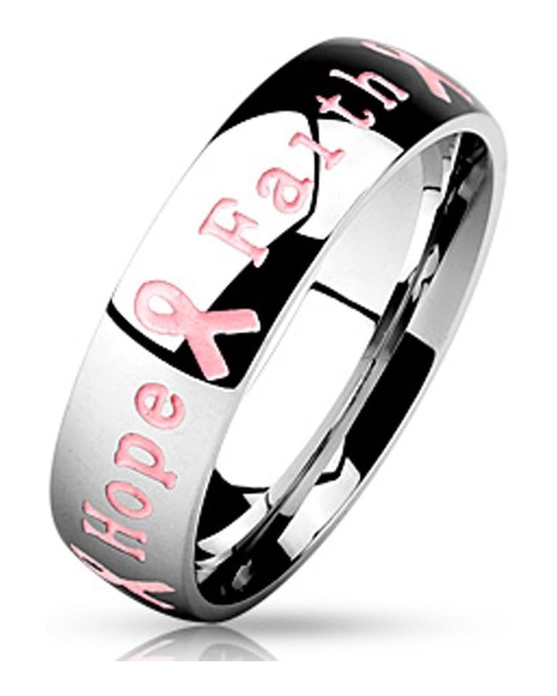 T1 Pink Ribbon Breast Ring Hope Strength Courage Faith $10.61 Rings