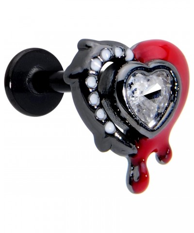 16G 316L Stainless Steel Black Clear Accent Bleeding Heart Labret Monroe Lip Ring Tragus 8mm $10.55 Body Jewelry