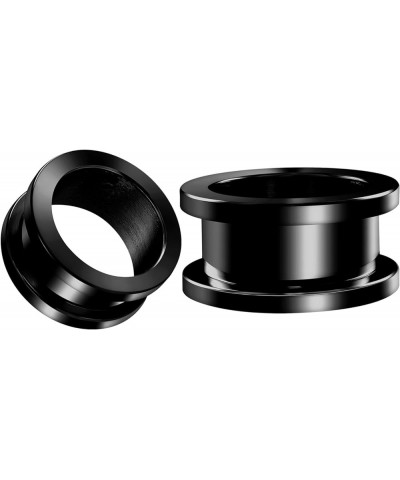 Pair of 316L Surgical Steel Black Anodized Screw-fit Piercing Jewelry Ear Stretching Lobe Plugs flesh Tunnel Earring B08 2Pcs...