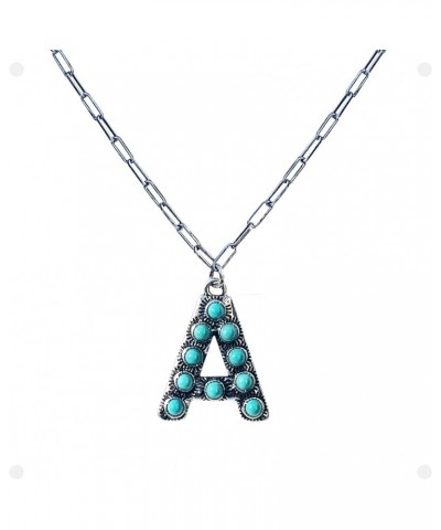 Western Boho Turquoise Letter A-Z Pendant Initial Necklace A $10.25 Necklaces