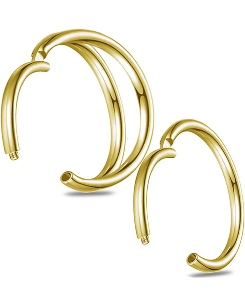 Nose Ring Hoop Double Nose Ring Clicker Septum Ring Jewelry Surgical Steel Nose Hoop Piercing 18g Gold 10mm $8.39 Others