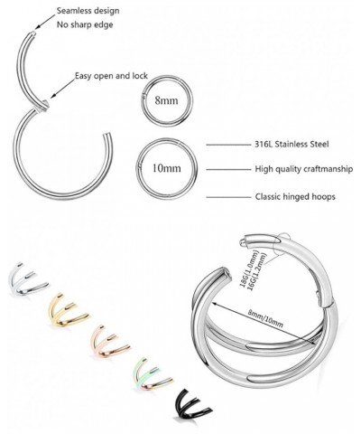 Nose Ring Hoop Double Nose Ring Clicker Septum Ring Jewelry Surgical Steel Nose Hoop Piercing 18g Gold 10mm $8.39 Others