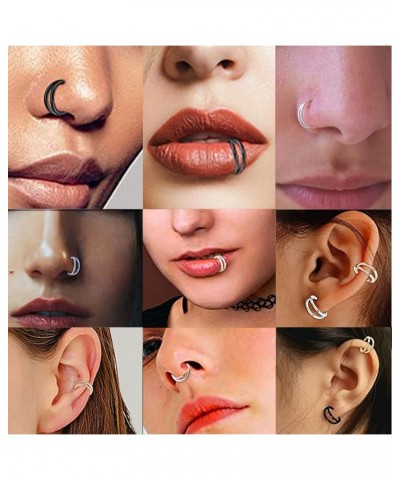 Nose Ring Hoop Double Nose Ring Clicker Septum Ring Jewelry Surgical Steel Nose Hoop Piercing 18g Gold 10mm $8.39 Others