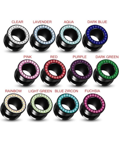 Multi Blue Sapphire Crystal Stone Setting on Black Acrylic Flesh Tunnel - Sold by Piece 20.0 Millimeters $9.80 Body Jewelry