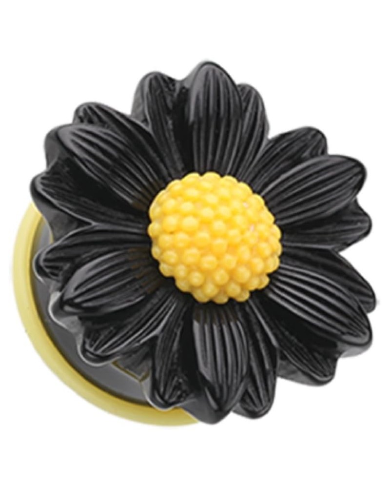 Cutesy Daisy Flower Single Flared Ear Gauge Plug (Sold by Pair) 0 GA, Black/Yellow $9.66 Body Jewelry