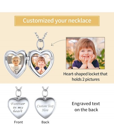 Personalized 925 Sterling Silver Forever in My Heart Locket Necklace That Holds Pictures Custom Photo Locket Necklace for Wom...