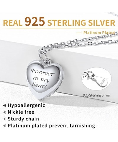 Personalized 925 Sterling Silver Forever in My Heart Locket Necklace That Holds Pictures Custom Photo Locket Necklace for Wom...