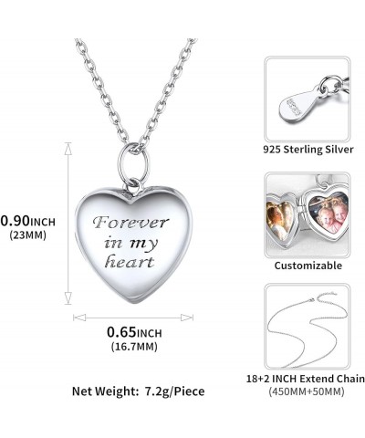 Personalized 925 Sterling Silver Forever in My Heart Locket Necklace That Holds Pictures Custom Photo Locket Necklace for Wom...