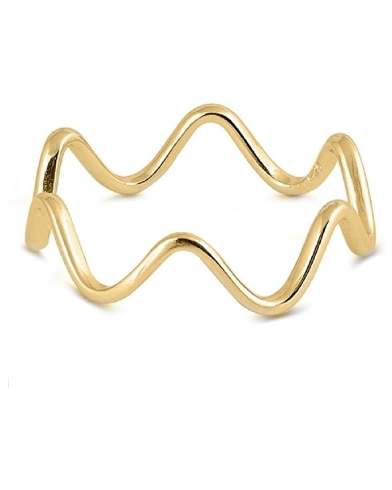 925 Sterling Silver High Polished Wraparound Wavy Line Ring Yellow Gold-Tone $11.79 Rings