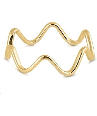 925 Sterling Silver High Polished Wraparound Wavy Line Ring Yellow Gold-Tone $11.79 Rings