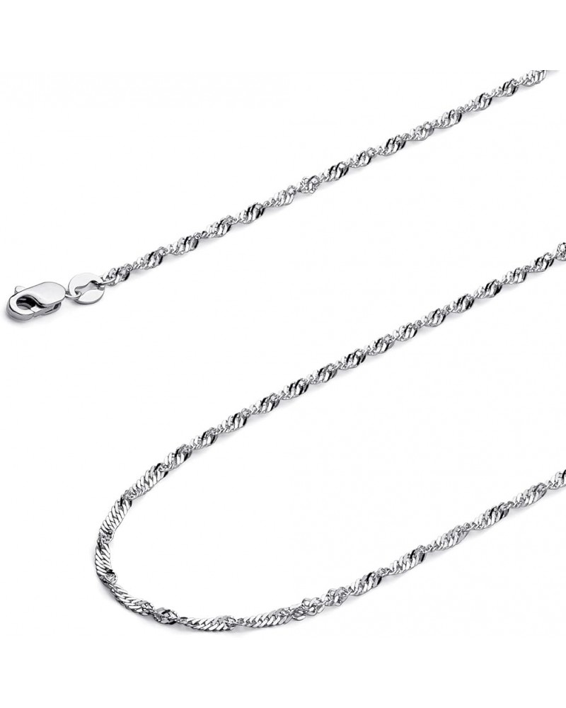 14K Solid Gold Singapore Chains (Select Options) 24 Inches White Gold $54.90 Necklaces