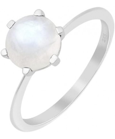 925 Sterling Silver Wedding Engagement Rings Choice Gemstone Round Cut 7mm Anniversary Ring for Women Moonstone $19.73 Rings