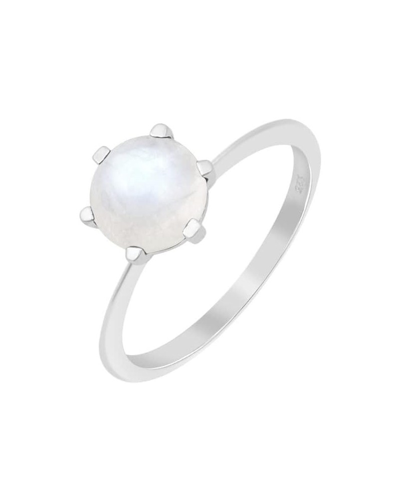 925 Sterling Silver Wedding Engagement Rings Choice Gemstone Round Cut 7mm Anniversary Ring for Women Moonstone $19.73 Rings