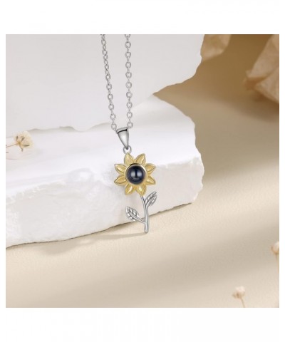 Projection Necklace with Picture Inside Custom Photo Sunflower Necklace for Women Memorial Necklace with Picture Mom Necklace...