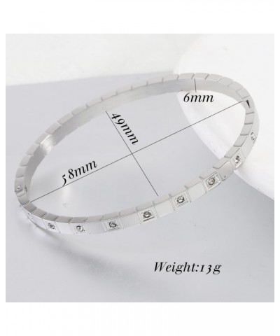 4mm Stainless Steel Cubic Zircon Filled Eternity Style Open Clasp Stacking Bangle Bracelet Silver $7.14 Bracelets