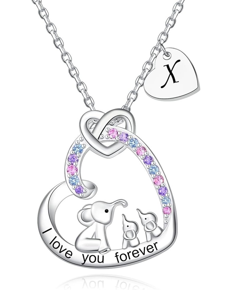 Mother Daughter Jewelry - 925 Sterling Silver Lucky Elephant Love Heart Pendant Necklace Anklet Bracelet Ring Earrings for Wo...