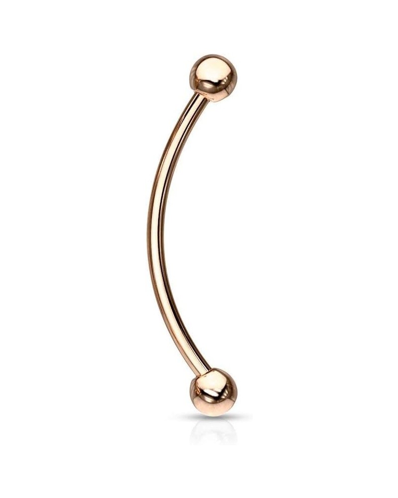 16g 12-16mm Surgical Steel Curved Barbell with Solid Ends for Snake Eyes Tongue Piercing 12.0 Millimeters Rose Gold Tone $7.8...