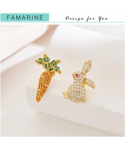 Easter Earrings Rabbit Stud Earrings Cute Funny Bunny Dangle Earring for Women Gifts CZ Rabbit B $9.35 Earrings