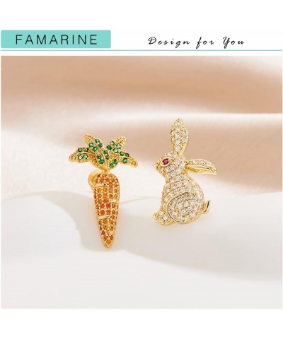 Easter Earrings Rabbit Stud Earrings Cute Funny Bunny Dangle Earring for Women Gifts CZ Rabbit B $9.35 Earrings