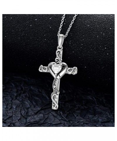 Cross Necklace for Women Girls 925 Sterling Silver Cross Birthstone Necklace Religious Necklace Jewelry Gifts for Women Teen ...