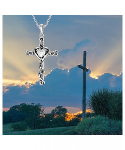 Cross Necklace for Women Girls 925 Sterling Silver Cross Birthstone Necklace Religious Necklace Jewelry Gifts for Women Teen ...