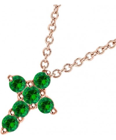 Brilliant Round Cut Emerald 14K Gold Over .925 Sterling Silver Cross Pendant Necklace For Womens Rose $15.91 Necklaces