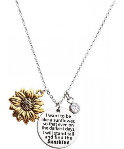 Sunflower Birthstone Necklace I Want to Be Like a Sunflower Find the Sunshine Inspirational Spiritual Gift Birthday Gift for ...