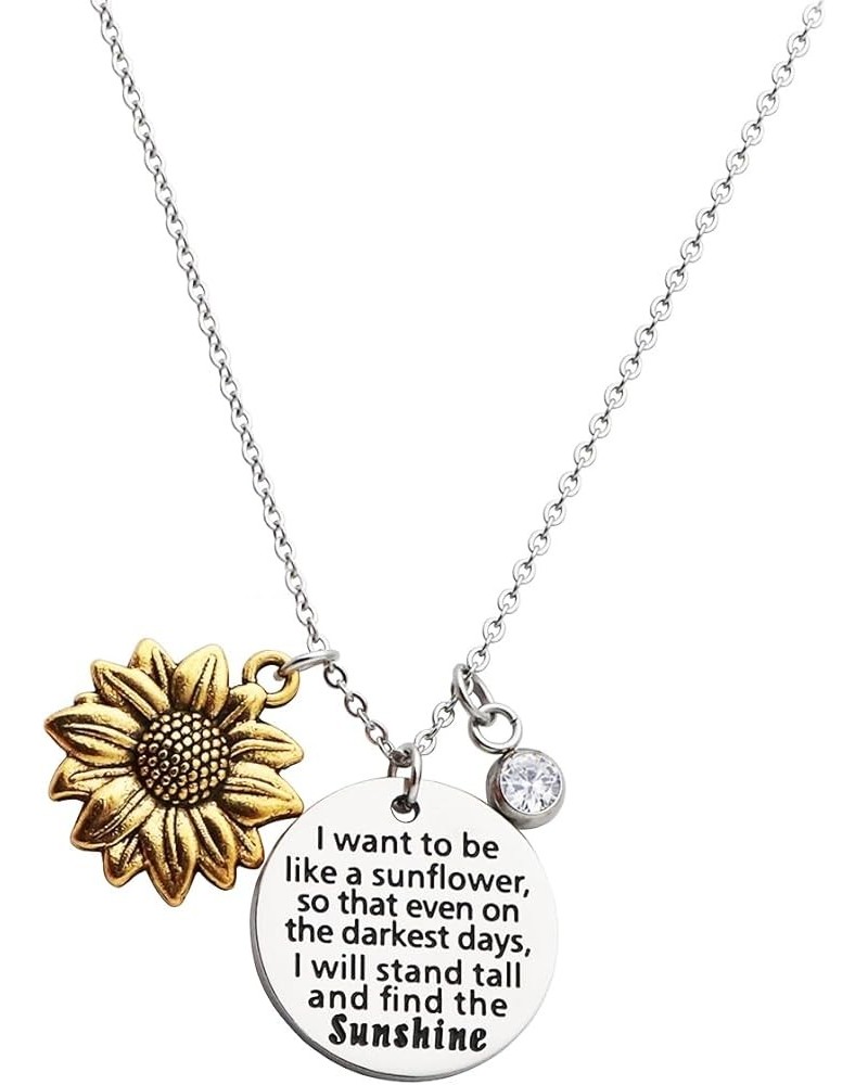 Sunflower Birthstone Necklace I Want to Be Like a Sunflower Find the Sunshine Inspirational Spiritual Gift Birthday Gift for ...