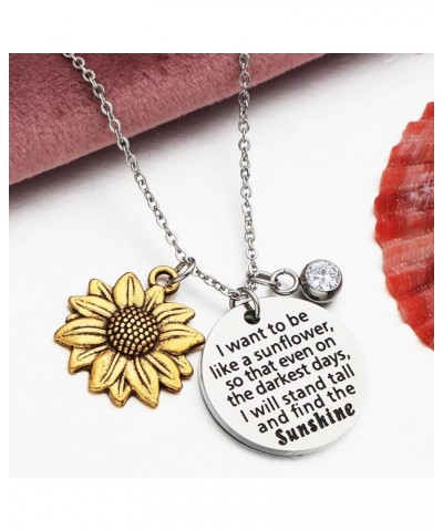 Sunflower Birthstone Necklace I Want to Be Like a Sunflower Find the Sunshine Inspirational Spiritual Gift Birthday Gift for ...