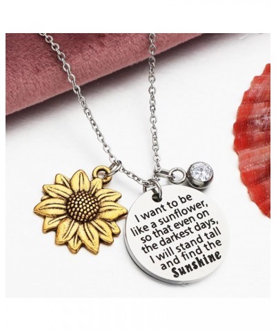 Sunflower Birthstone Necklace I Want to Be Like a Sunflower Find the Sunshine Inspirational Spiritual Gift Birthday Gift for ...