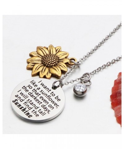 Sunflower Birthstone Necklace I Want to Be Like a Sunflower Find the Sunshine Inspirational Spiritual Gift Birthday Gift for ...