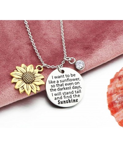 Sunflower Birthstone Necklace I Want to Be Like a Sunflower Find the Sunshine Inspirational Spiritual Gift Birthday Gift for ...