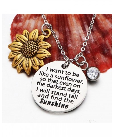 Sunflower Birthstone Necklace I Want to Be Like a Sunflower Find the Sunshine Inspirational Spiritual Gift Birthday Gift for ...