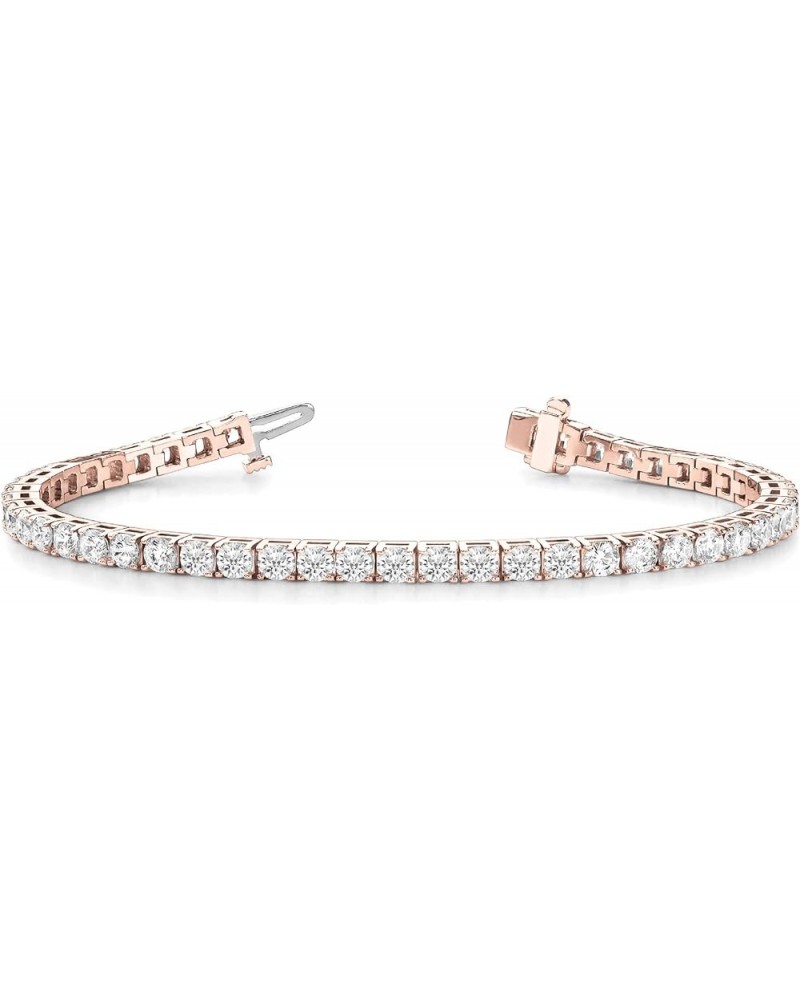 5 to 20 Carat LAB GROWN Classic Diamond Tennis Bracelet 4 Prong Ultra Premium Collection E-F SI1-SI2 Rose Gold 4.0 carats $50...