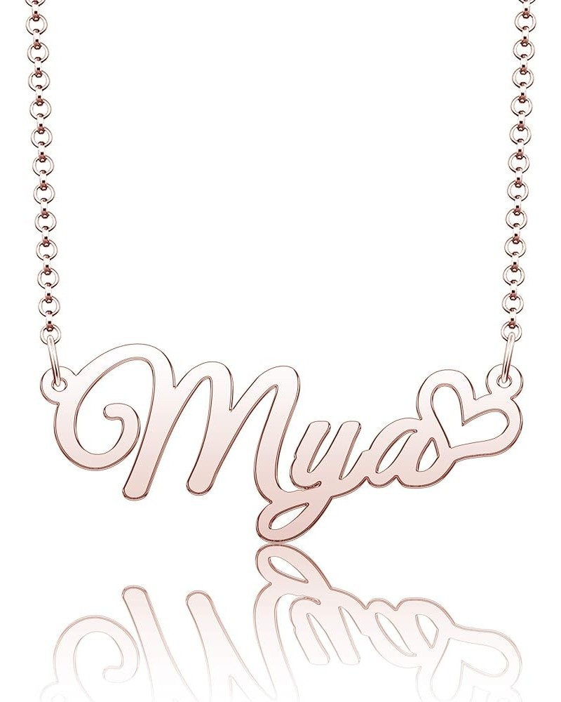 Personalized Name Necklace Heart Symbol Copper Jewelry for Girls Name Necklace for Women Gold Name Necklace Mya-Rose Gold $10...