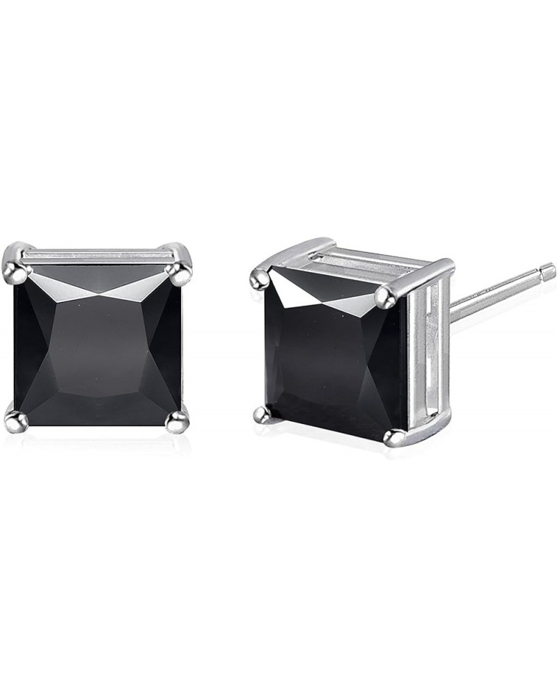 Unisex Princess Cut Black Cubic Zirconia Stud Earring 3 to 10 MM 3mm $8.70 Earrings