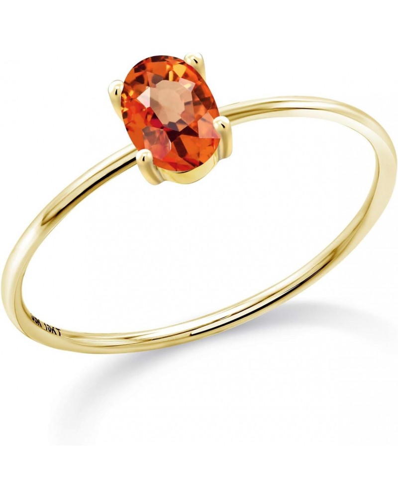 10K Yellow Gold Orange Sapphire Engagement Ring For Women | 0.55 Cttw | Oval 6X4MM | Gemstone Birthstone | Available In Size ...