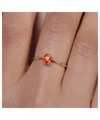 10K Yellow Gold Orange Sapphire Engagement Ring For Women | 0.55 Cttw | Oval 6X4MM | Gemstone Birthstone | Available In Size ...