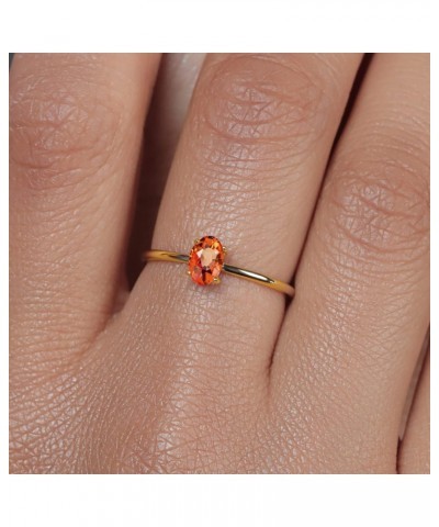 10K Yellow Gold Orange Sapphire Engagement Ring For Women | 0.55 Cttw | Oval 6X4MM | Gemstone Birthstone | Available In Size ...