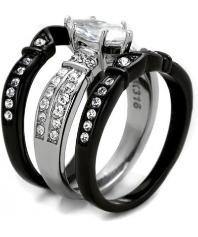 Her and His 4 Piece Black Stainless Steel and Titanium Wedding Engagement Ring Band Set Size Women's 05 Men's 06 $23.87 Sets