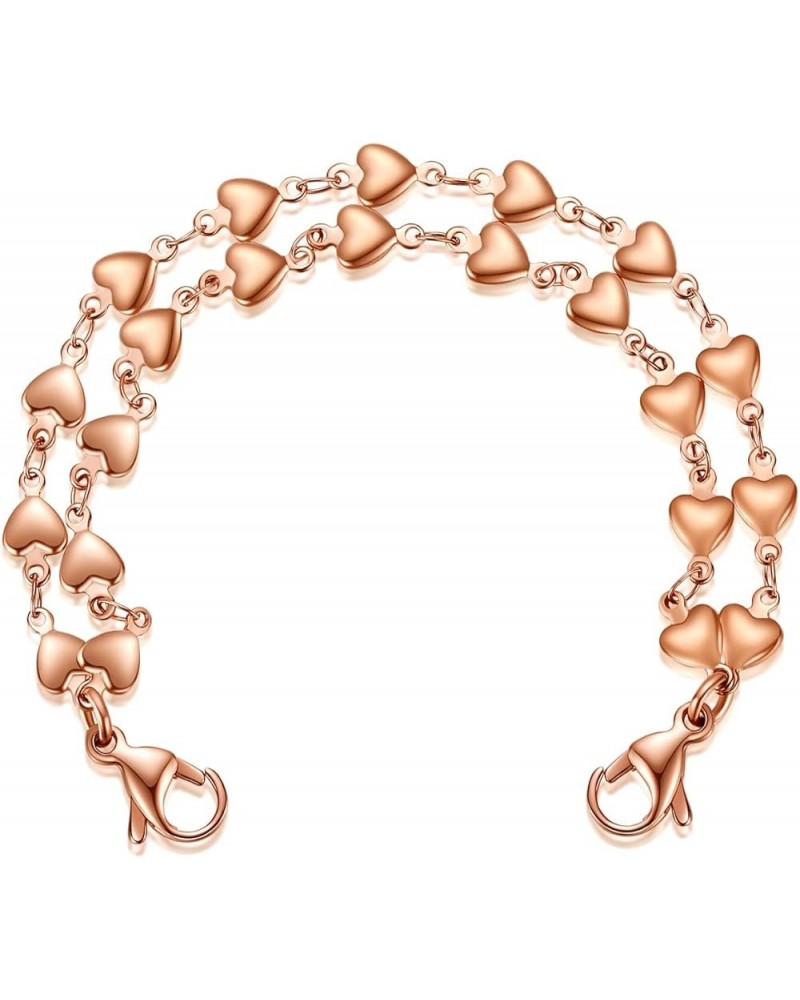 Heart Link Stainless Steel Interchangeable Medical Alert Bracelet Rose gold Double 6.0 Inches $12.31 Bracelets